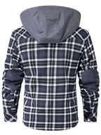 Hooded Faux Fur Lined Flannel Shirt Jacket for Men | Cold Weather