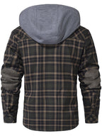 Hooded Faux Fur Lined Flannel Shirt Jacket for Men | Cold Weather