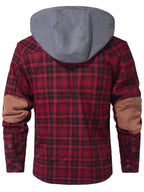 Hooded Faux Fur Lined Flannel Shirt Jacket for Men | Cold Weather