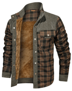 Snap Front Faux Fur Lined Flannel Jacket for Men | Winter Outerwear