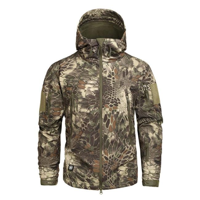 Hooded Camo Jacket with Zip Pockets for Men | Outdoor Wear