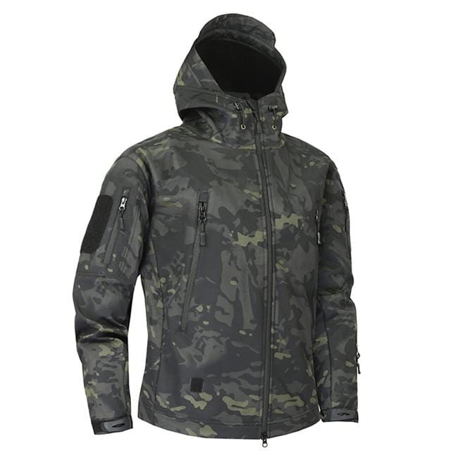 Hooded Camo Jacket with Zip Pockets for Men | Outdoor Wear