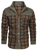 Snap Front Faux Fur Lined Flannel Jacket for Men | Winter Outerwear