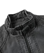 Washed Canvas Quilted Shoulder Moto Jacket for Men | Casual Wear