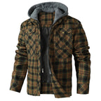 Quilted Insulated Hooded Flannel Jacket for Men | Outdoor Wear