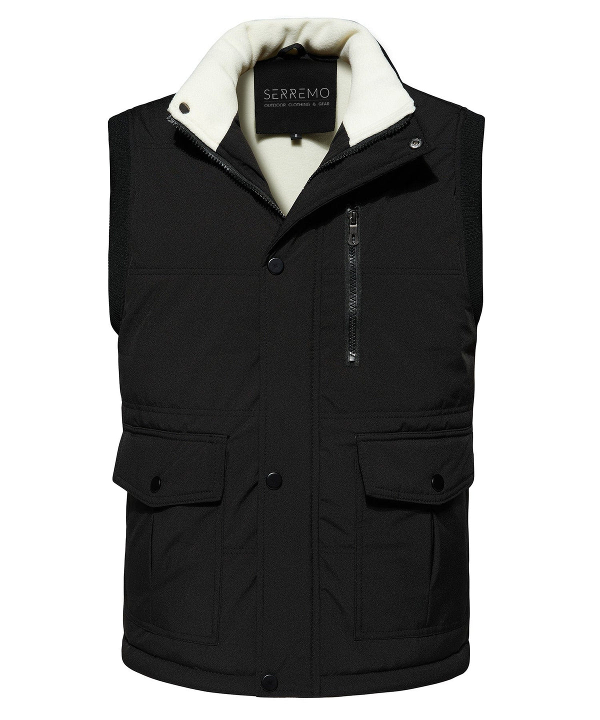 Fleece Collar Multi Pocket Zip Up Vest for Men | Outdoor Layering