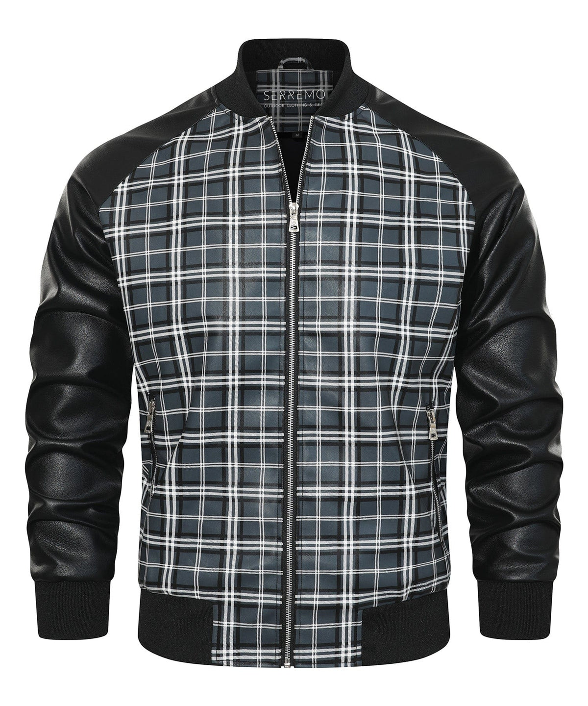 Black and Grey Plaid Contrast Sleeve Jacket for Men | Casual Wear