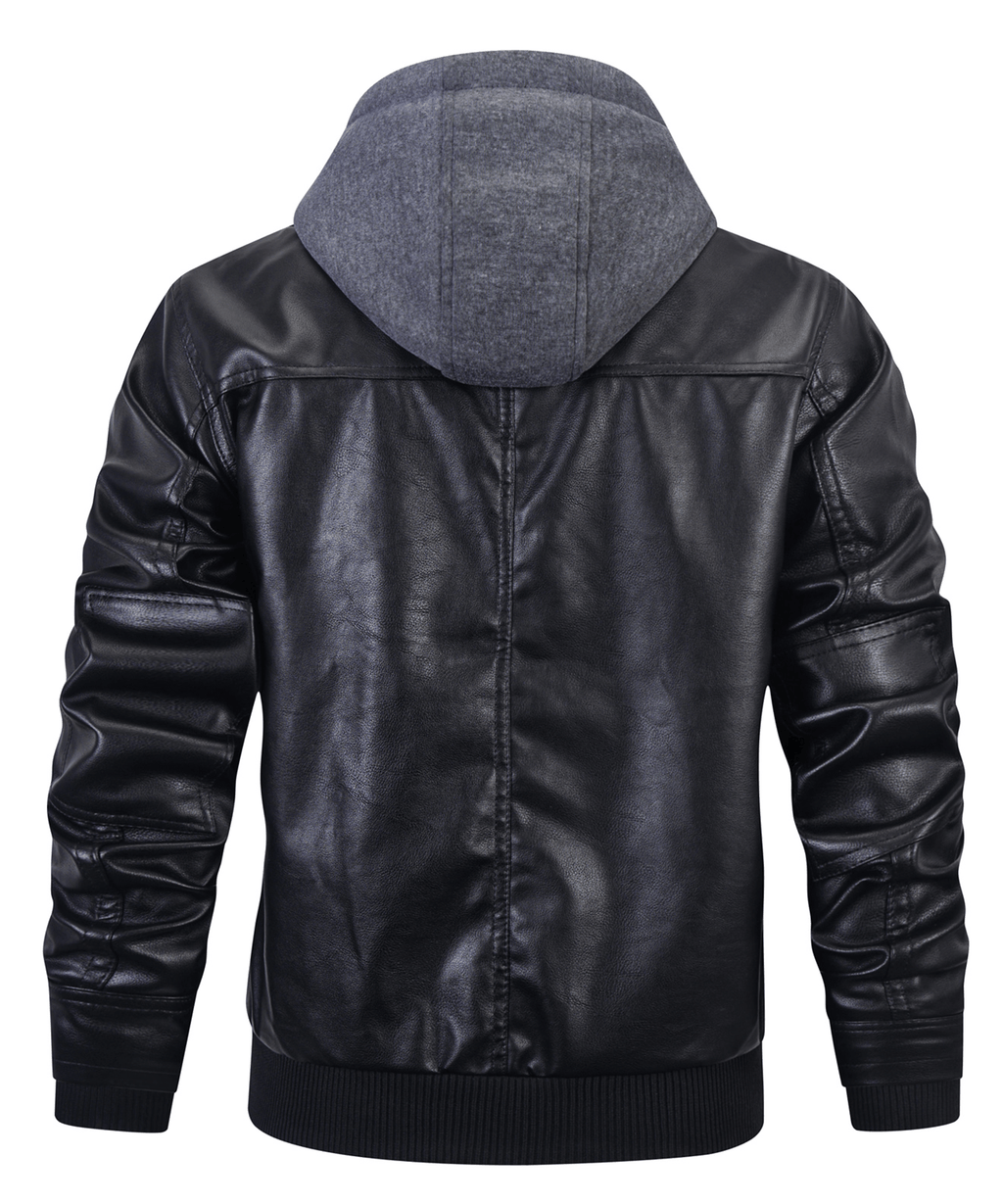 Two in One Removable Hoodie PU Leather Jacket for Men | Everyday Wear