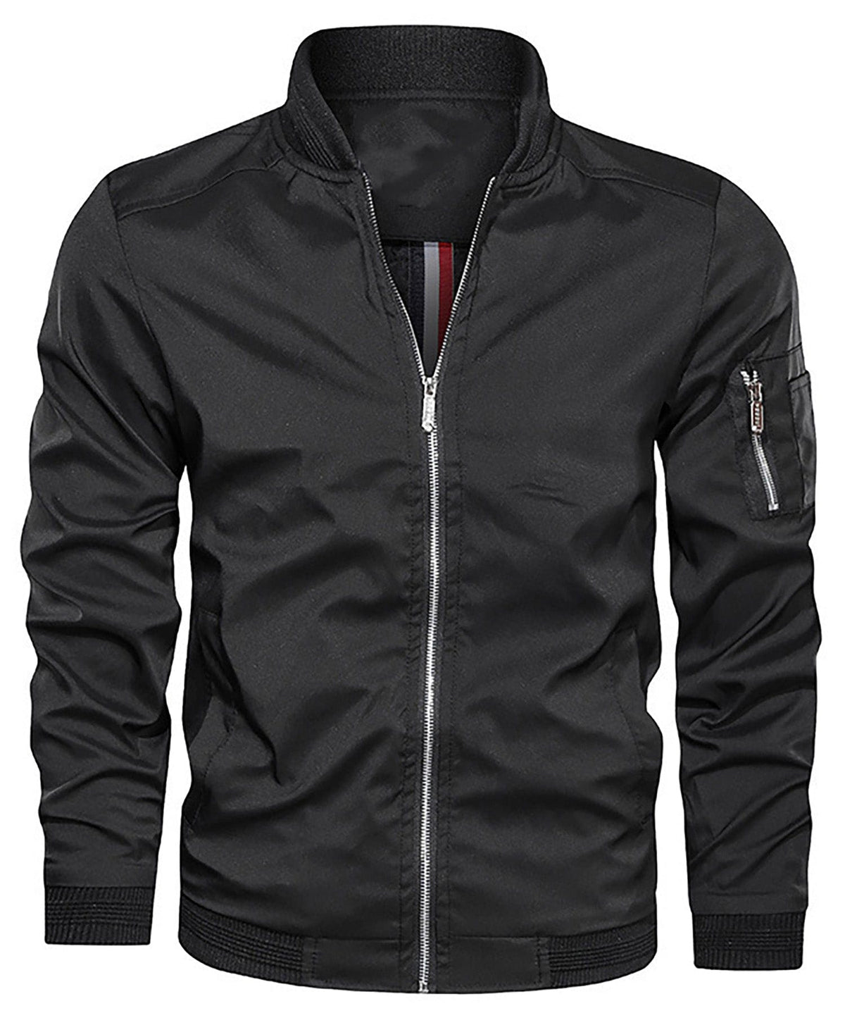 Lightweight Zip Up Bomber Jacket with Shoulder Pocket for Men | Spring Fall