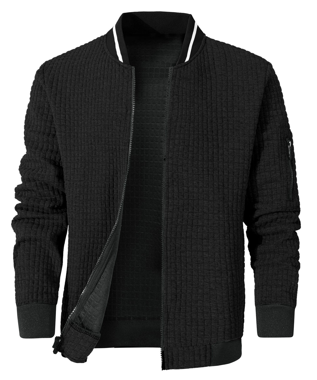 Minimalist Lightweight Zip Up Jacket with Sleeve Pocket for Men | Commuter Wear