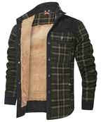 Snap Front Faux Fur Lined Flannel Jacket for Men | Winter Outerwear