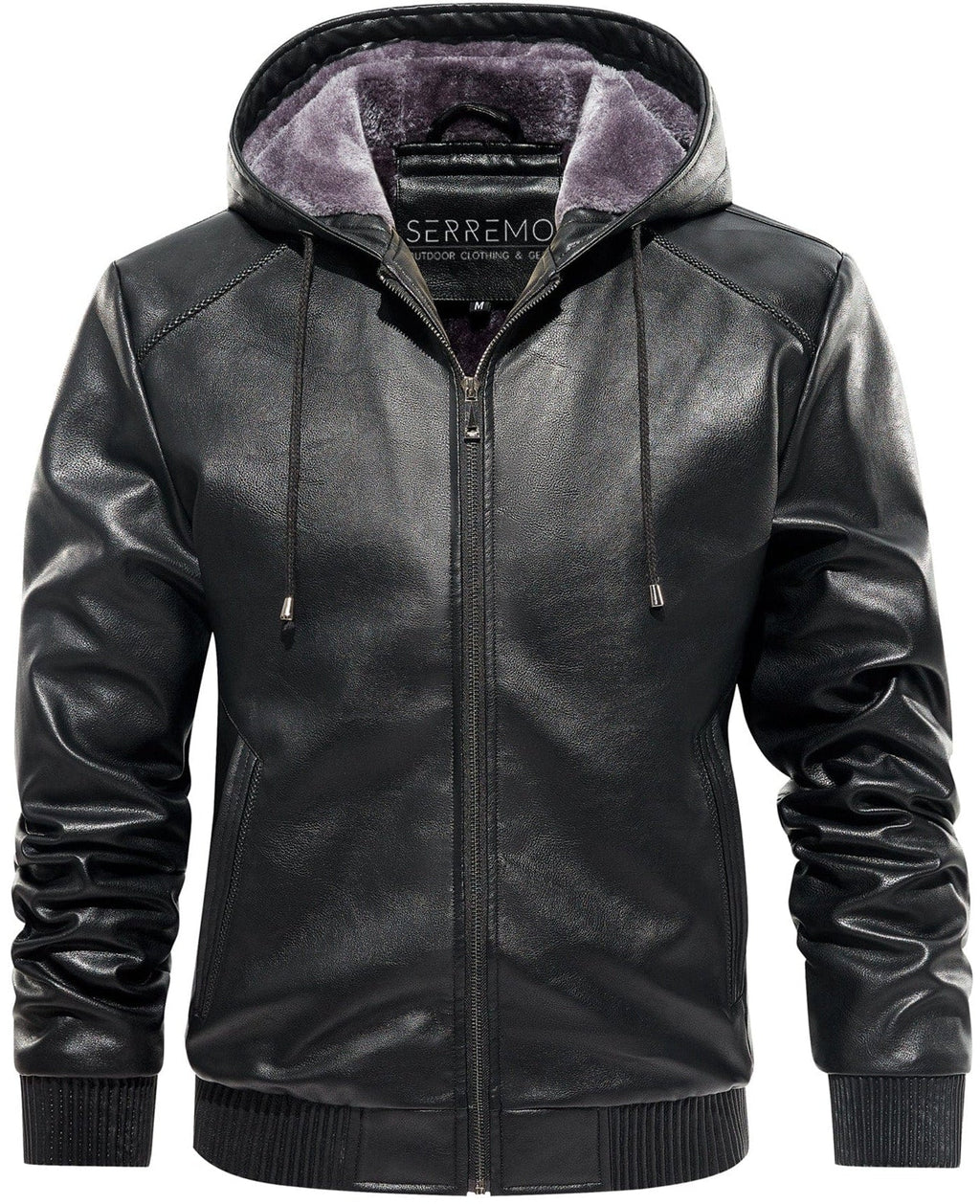 Plaid Lined PU Leather Jacket for Men | Casual Wear