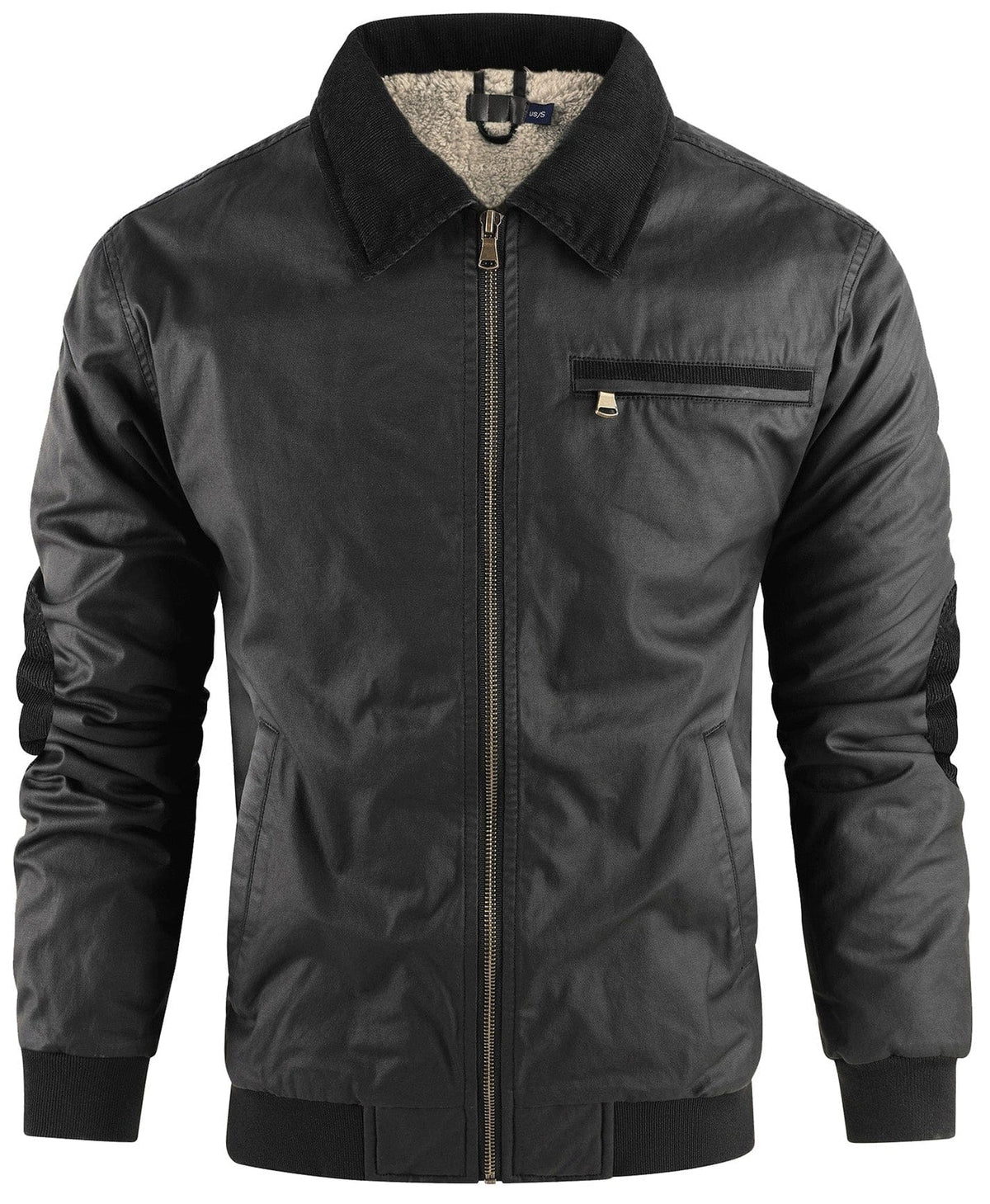 Fleece Lined Structured Collar Zip Bomber Jacket for Men | Winter Outerwear