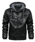 Removable Hood PU Leather Bomber Jacket for Men | Casual Wear