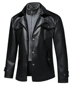 Multi Pocket PU Leather Utility Jacket for Men | Everyday Wear
