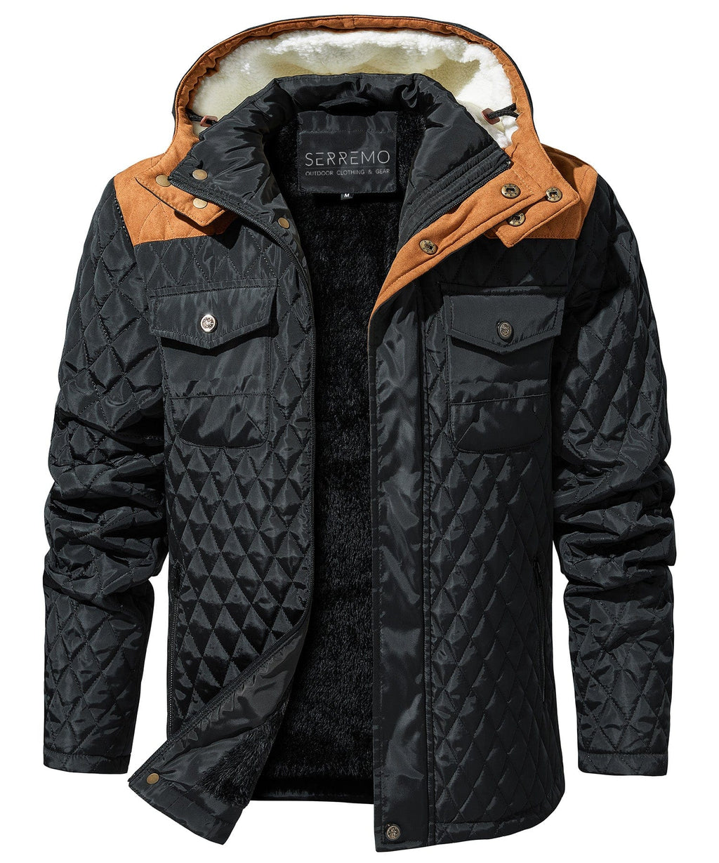 Sherpa Lined Hooded Quilted Winter Jacket for Men | Outdoor Wear