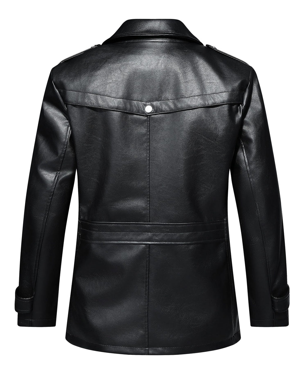 Multi Pocket PU Leather Utility Jacket for Men | Everyday Wear