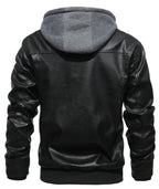 Removable Hood PU Leather Bomber Jacket for Men | Casual Wear
