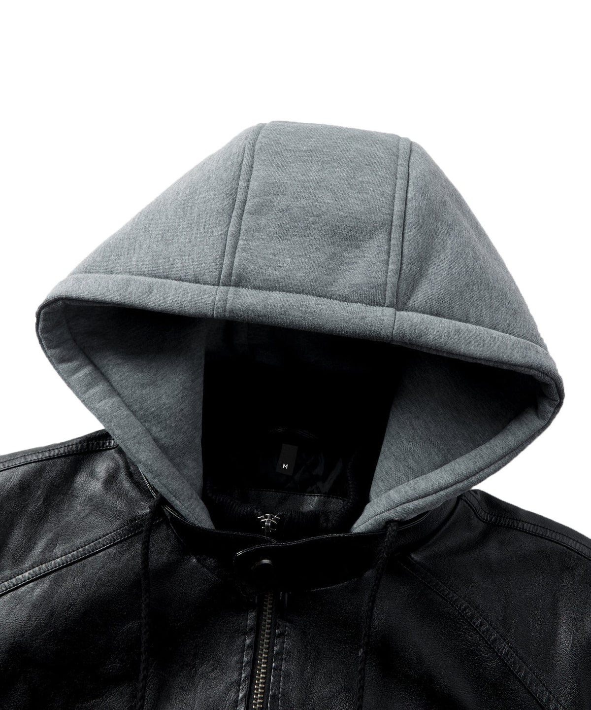 Removable Hood Quilted Lined PU Leather Jacket for Men | Casual Wear