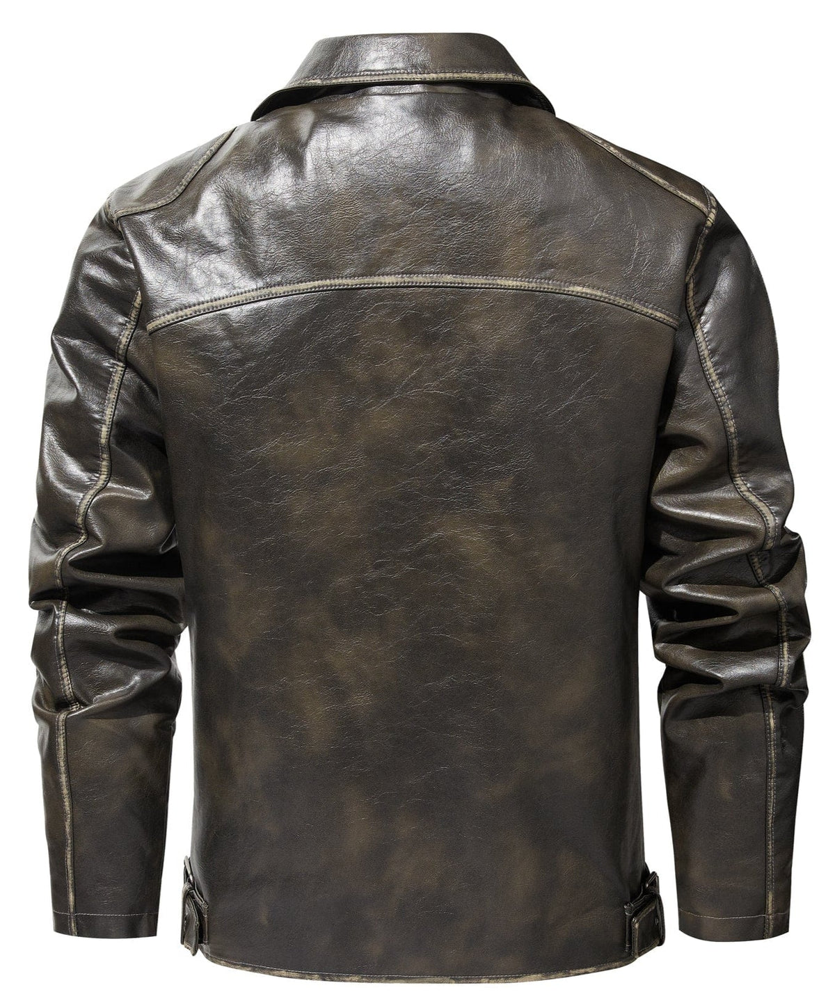 Distressed Finish Zip Pocket PU Leather Jacket for Men | Casual Wear