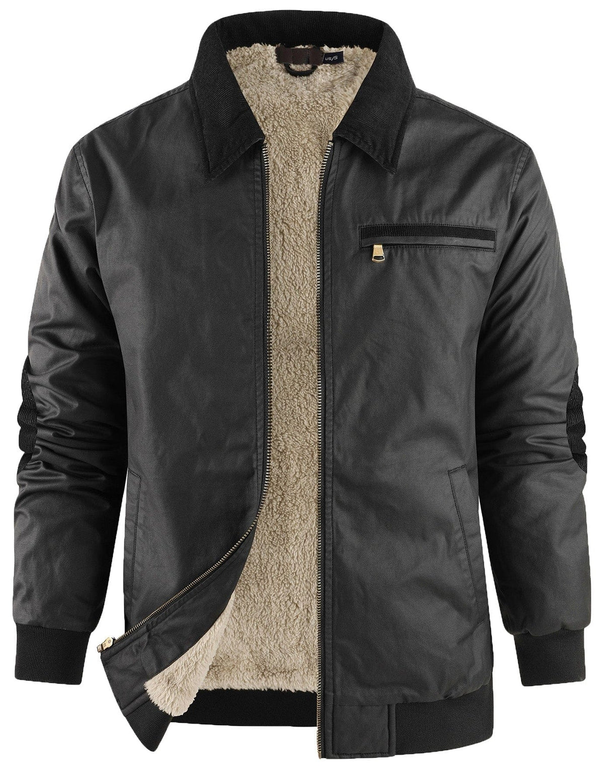 Fleece Lined Structured Collar Zip Bomber Jacket for Men | Winter Outerwear