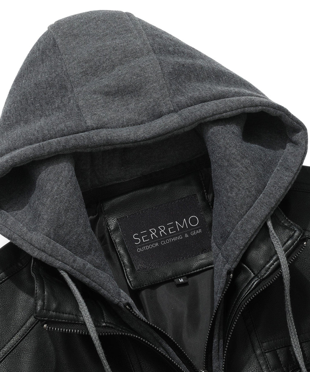 Removable Hood PU Leather Bomber Jacket for Men | Casual Wear
