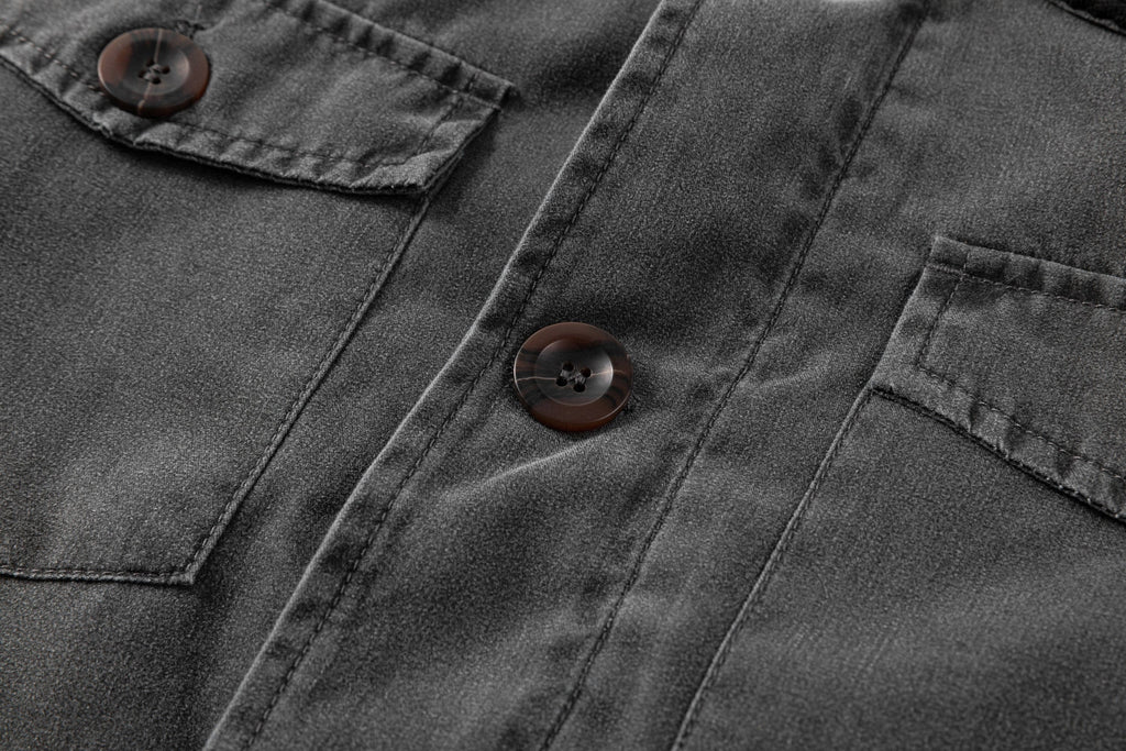 Corduroy Collar Multi Pocket Canvas Utility Jacket for Men | Casual Wear