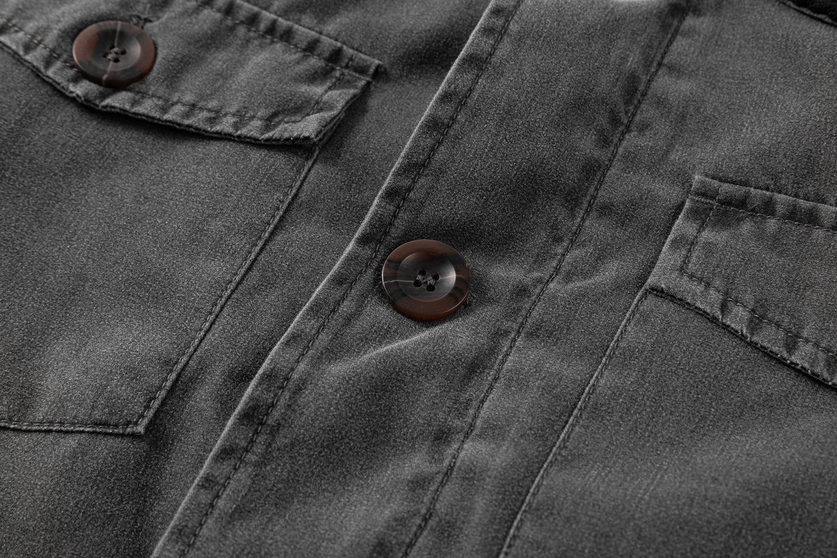 Corduroy Collar Multi Pocket Canvas Utility Jacket for Men | Casual Wear