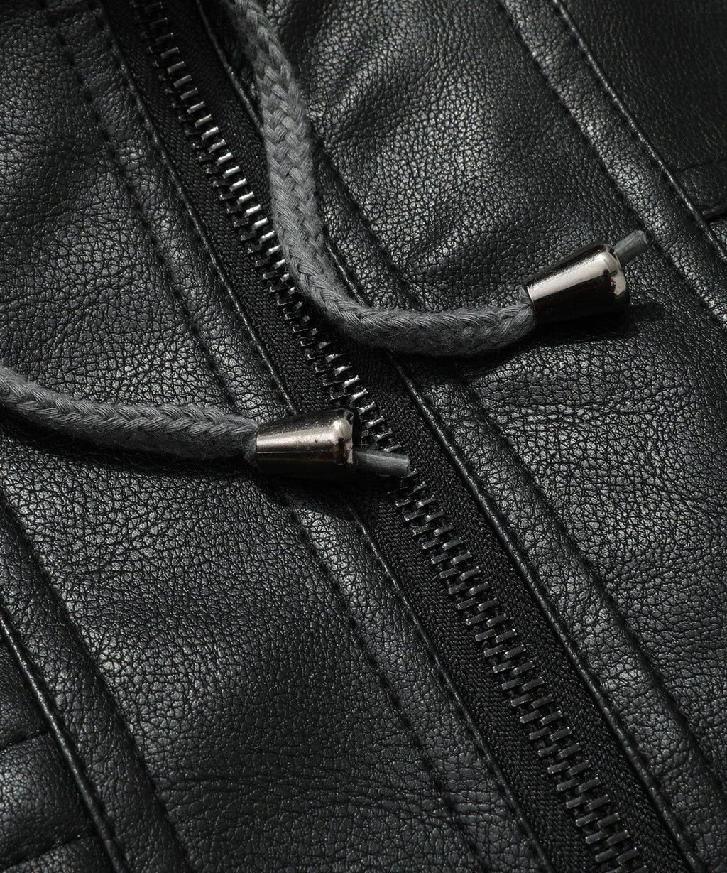 Removable Hood PU Leather Bomber Jacket for Men | Casual Wear
