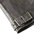 Distressed Finish Zip Pocket PU Leather Jacket for Men | Casual Wear
