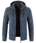 Textured Knit Zip Up Fleece Hoodie for Men | Cold Weather Layering