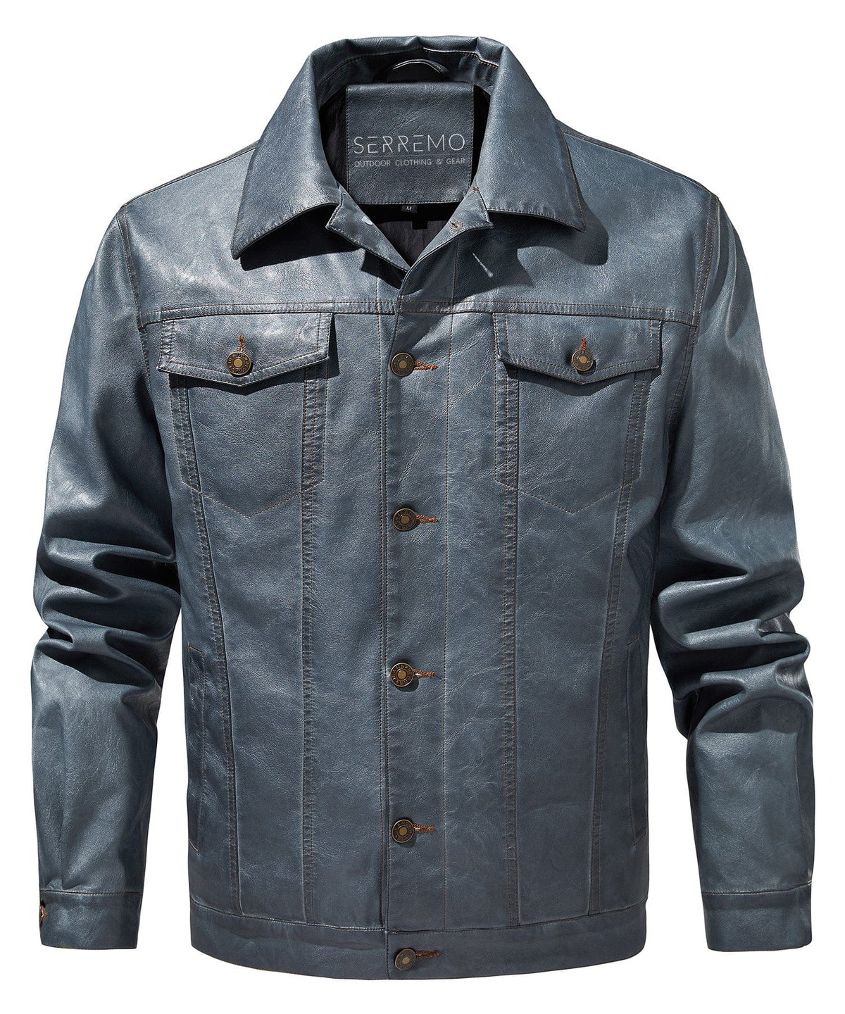 Button Front Chest Pocket PU Leather Jacket for Men | Everyday Wear