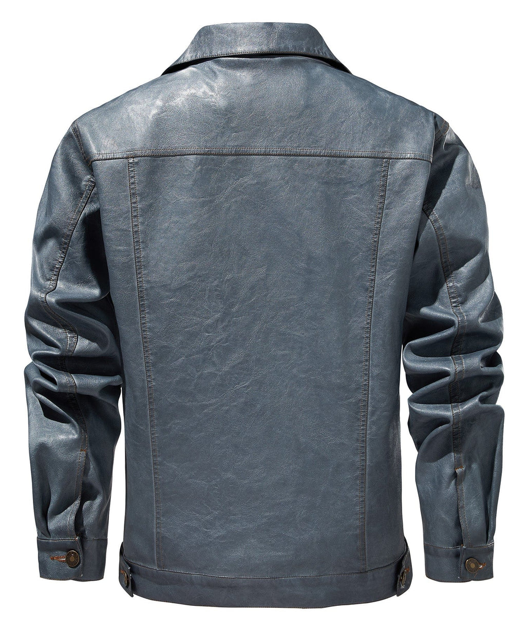 Button Front Chest Pocket PU Leather Jacket for Men | Everyday Wear