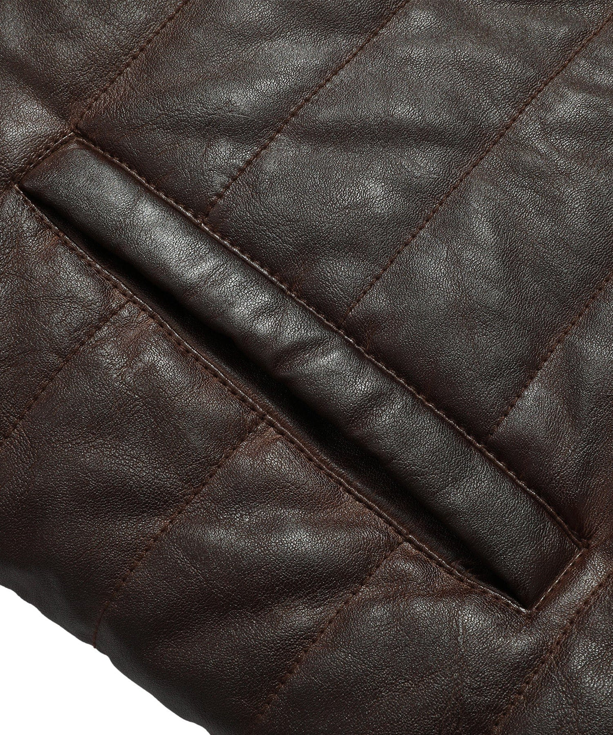 Brown Quilted PU Leather Zip Up Jacket for Men | Everyday Wear