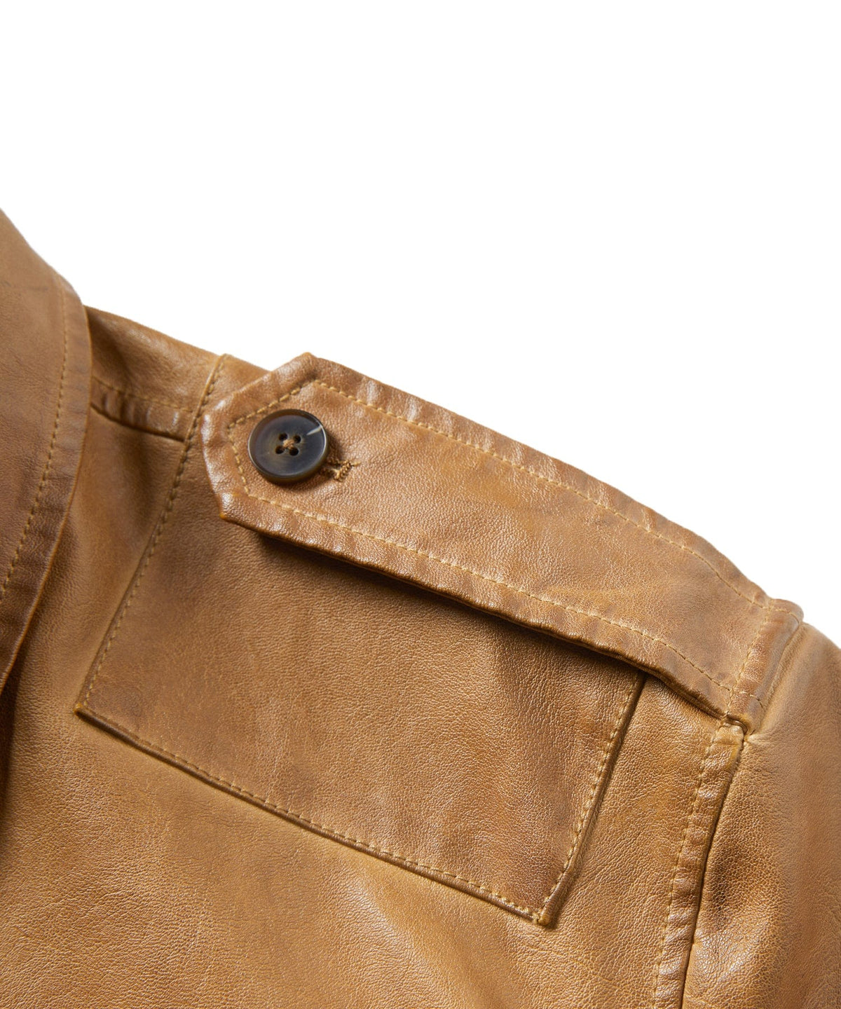 Four Pocket Epaulette Field Style PU Leather Jacket for Men | Everyday Wear