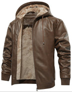 Plaid Lined PU Leather Jacket for Men | Casual Wear