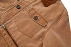 Corduroy Collar Multi Pocket Canvas Utility Jacket for Men | Casual Wear