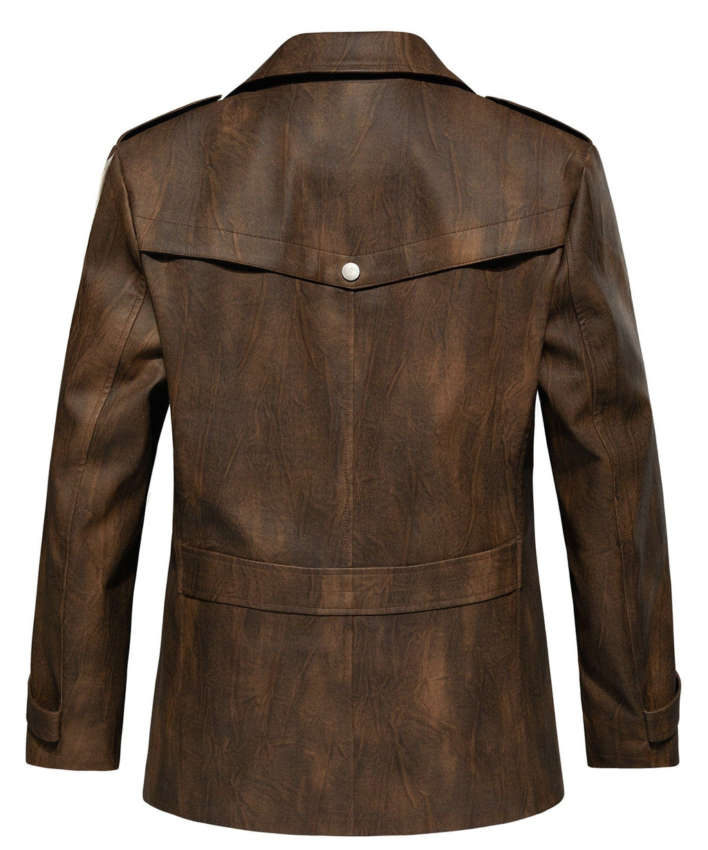 Multi Pocket PU Leather Utility Jacket for Men | Everyday Wear