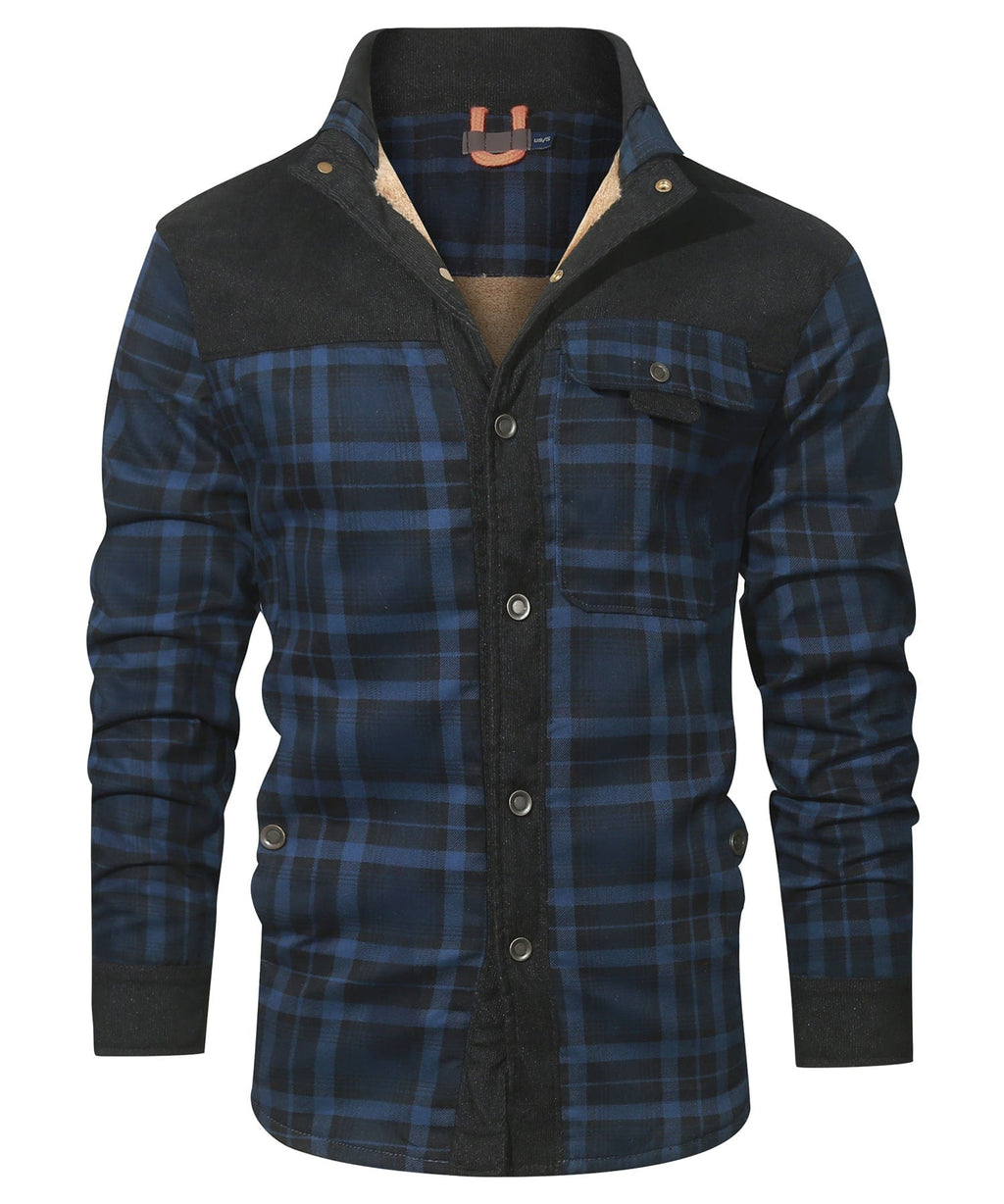 Snap Front Faux Fur Lined Flannel Jacket for Men | Winter Outerwear