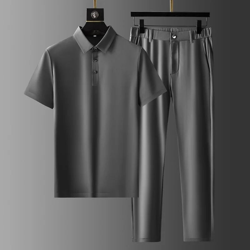 Button Up Polo Shirt and Tailored Trouser Set for Men | Smart Casual Wear
