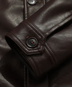 Coffee Brown PU Leather Zip Up Jacket for Men | Casual Wear