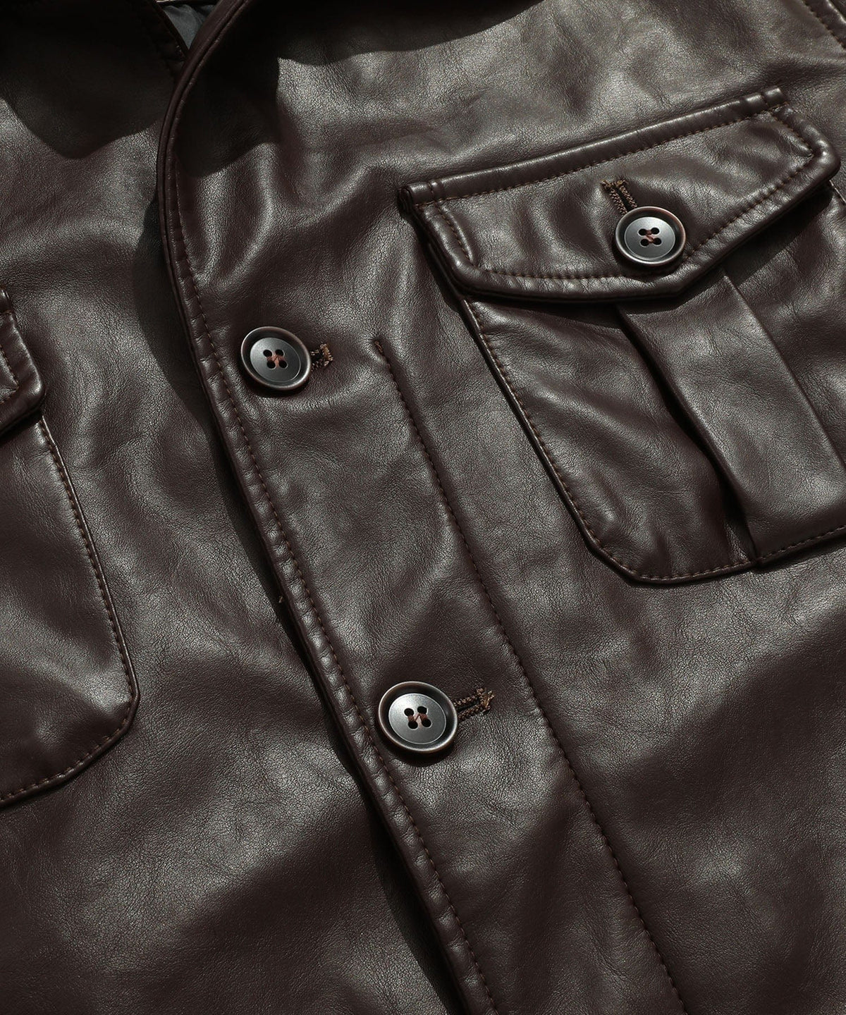 Coffee Brown PU Leather Zip Up Jacket for Men | Casual Wear