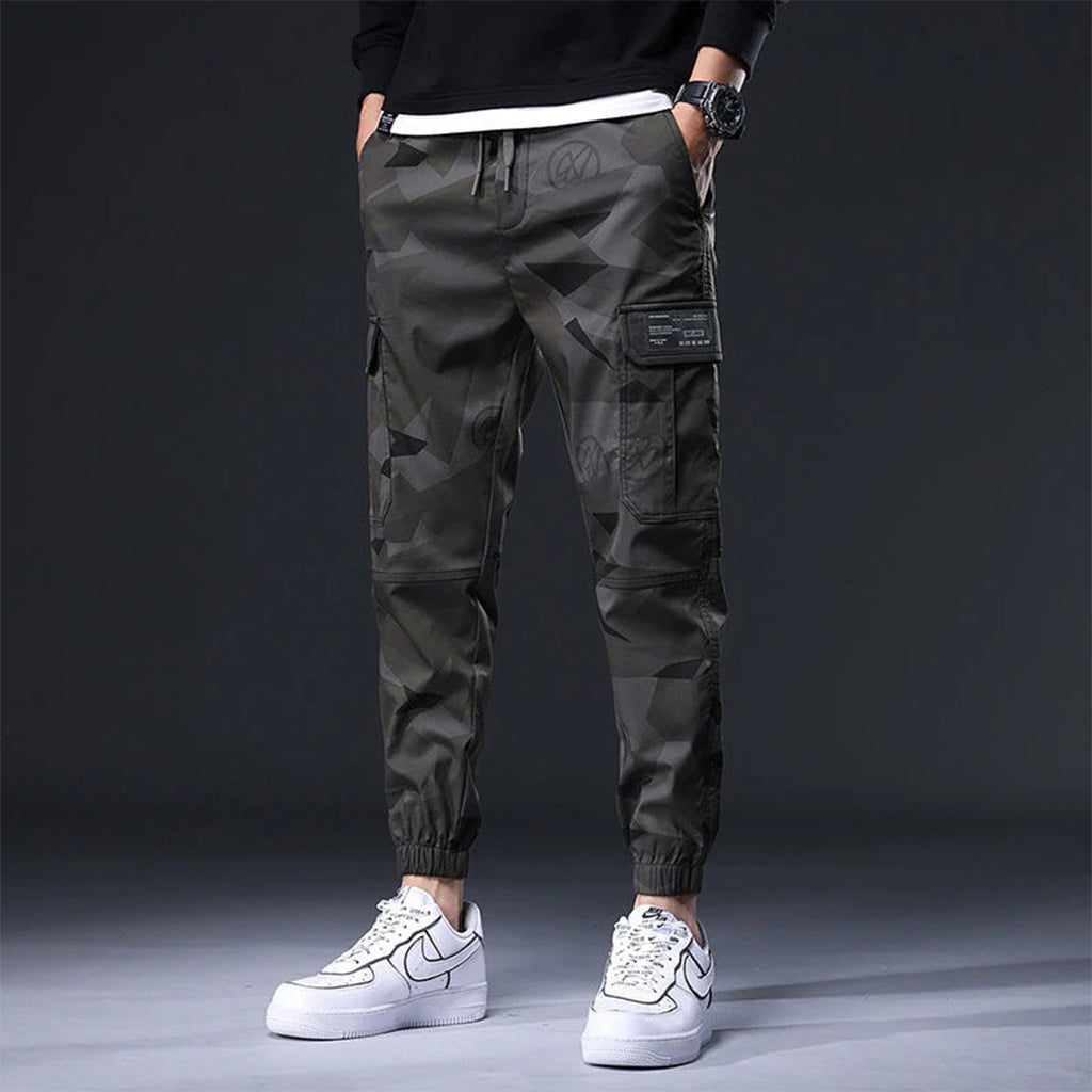Geometric Camo Cargo Joggers for Men | Streetwear and Outdoor Use