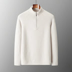 Pure Cashmere Half Zip Mock Neck Sweater for Men | Smart Casual Wear