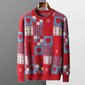Heart Print Patchwork Cashmere Sweater for Men | Casual Wear