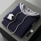 Pure Cashmere Knit Hooded Pullover Sweater for Men | Winter Layering
