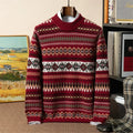 Jacquard Cashmere Blend Half Turtleneck Sweater for Men | Smart Casual Wear