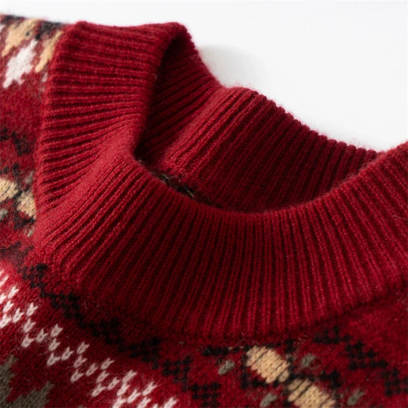 Jacquard Cashmere Blend Half Turtleneck Sweater for Men | Smart Casual Wear