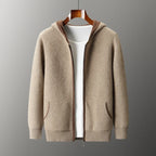 Cashmere Blend Full Zip Knit Hoodie for Men | Casual Layering