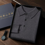 Cashmere Knit Long Sleeve Polo Sweater for Men | Smart Casual Wear
